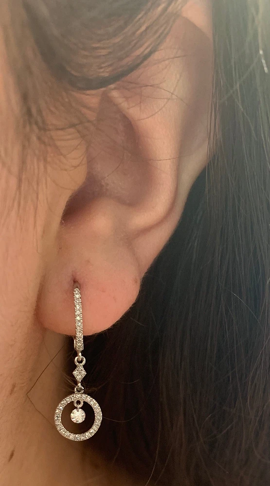 14K White Gold 0.29cttw Diamond Dangle / Drop / Chandelier Earrings