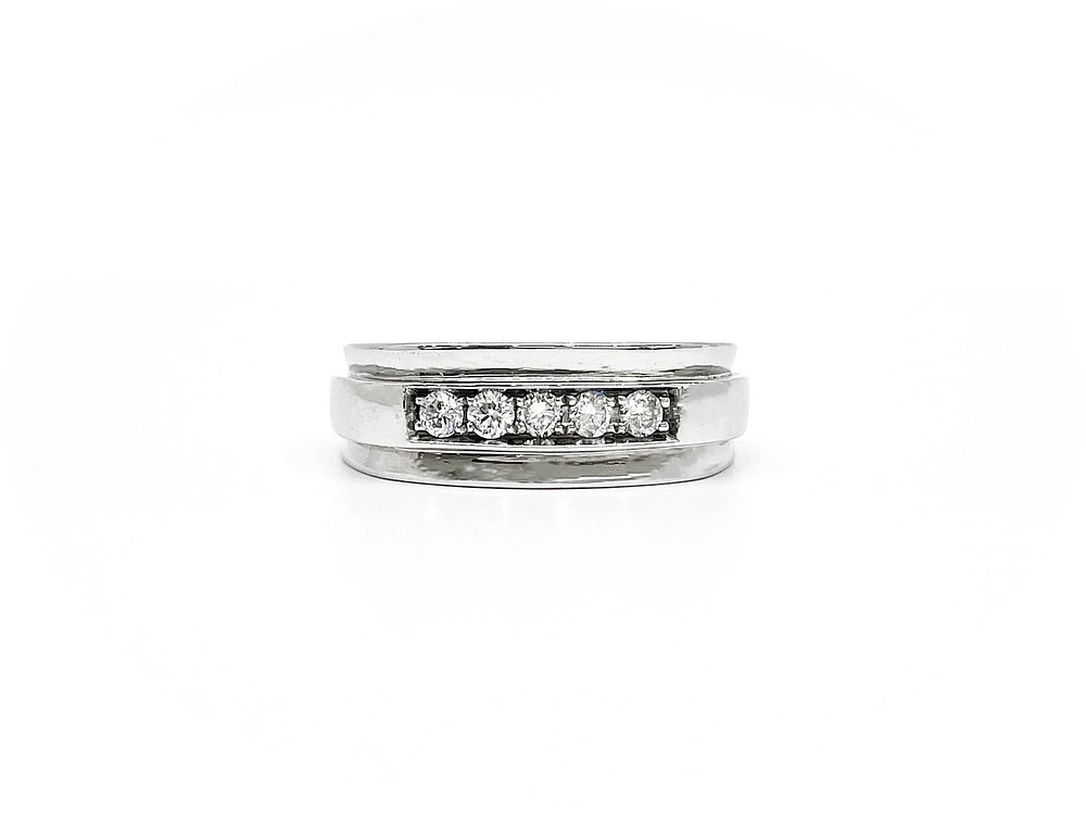 14K White Gold 0.30cttw Diamond Gents Ring, size 10