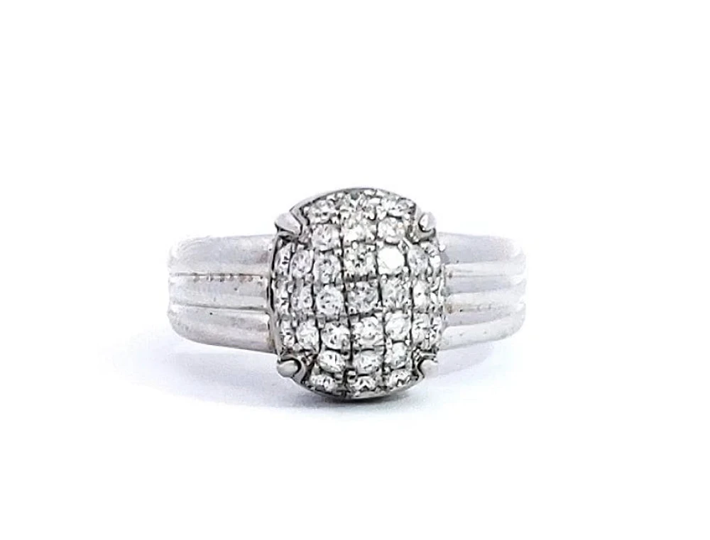 14K White Gold 0.48cttw Diamond Pave Set Ring, Size 6.5
