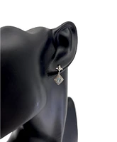 10K White Gold 0.60cttw Genuine Sky Blue Topaz & 0.03cttw Diamond Earrings