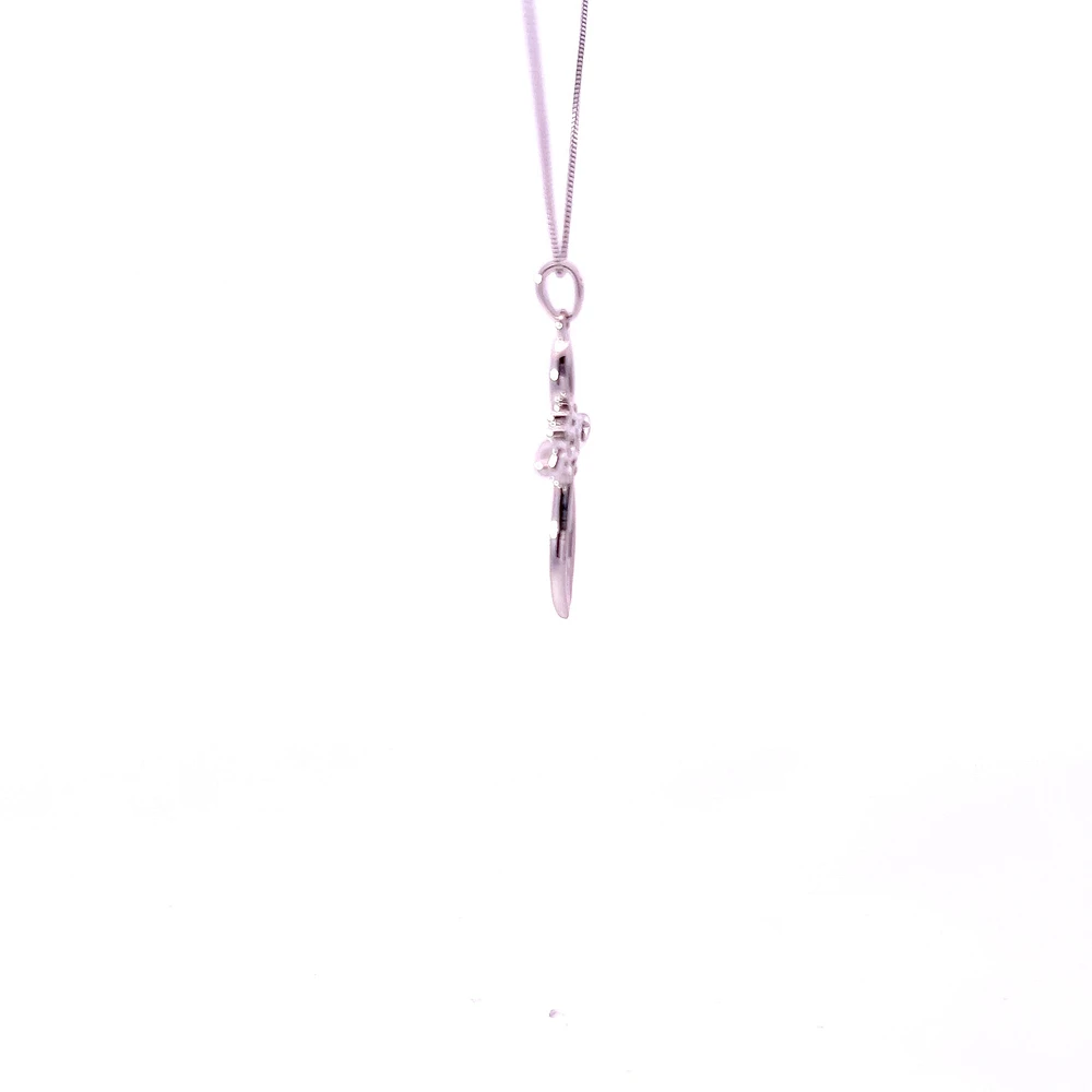10K White Gold 0.05cttw Diamond Cross Necklace, 18"