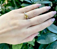 10K White Gold Citrine & Diamond Ring- Size 6.5