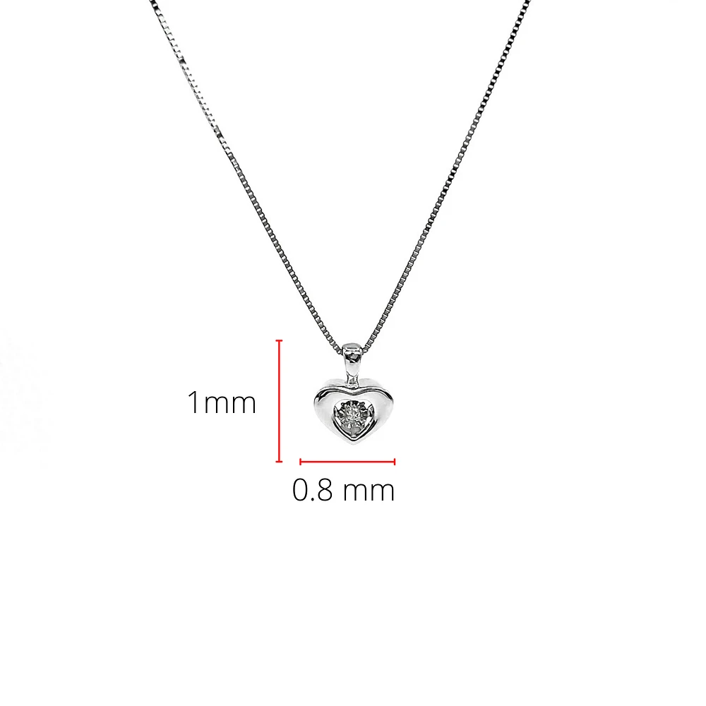10K White Gold 0.01cttw Round Cut Diamond Pendant, 18"
