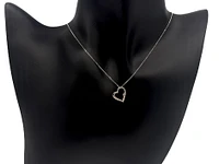 10K White Gold 0.01cttw Diamond Heart Necklace, 18"