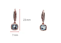 10K Rose Gold 2.75cttw Blue Topaz & 0.02cttw Diamond Lever Back  / Dangle / Drop Earring
