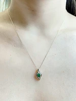 10K Yellow Gold Emerald and Diamond Pendant, 18"