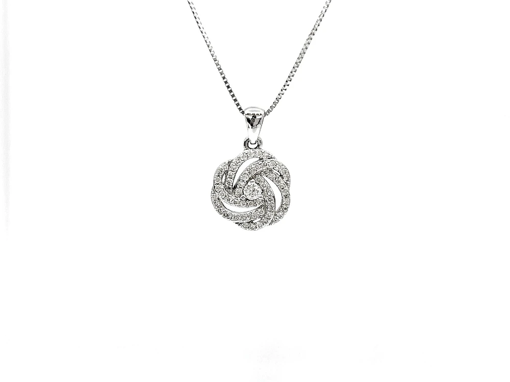 10K White Gold 0.20cttw Diamond Pendant, 18"