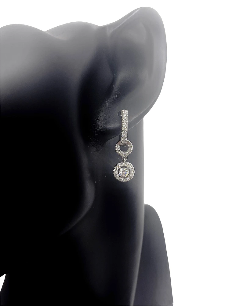 14K White Gold 0.93cttw Diamond Drop Earrings