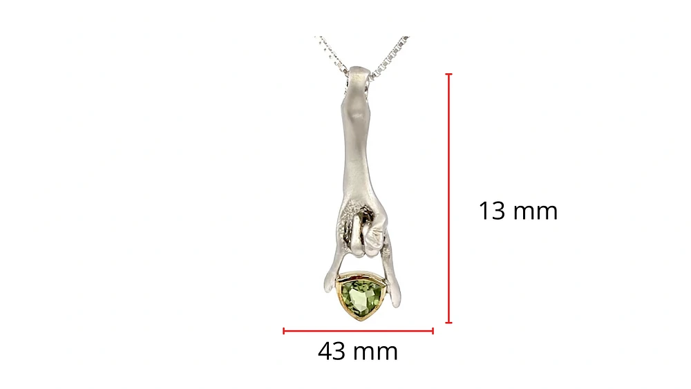 Sterling Silver & 18K Yellow Gold Plated  Peridot Pendant, 18"