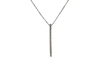 10K White Gold 0.10 cttw Diamond Bar Pendant, 18"