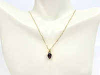 10K Yellow Gold 8x6mm Pear Cut Created Alexandrite and 0.01cttw Diamond Pendant, 18"