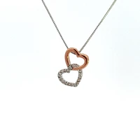 10K White & Rose Gold 0.06cttw Diamond Pendant - 18"