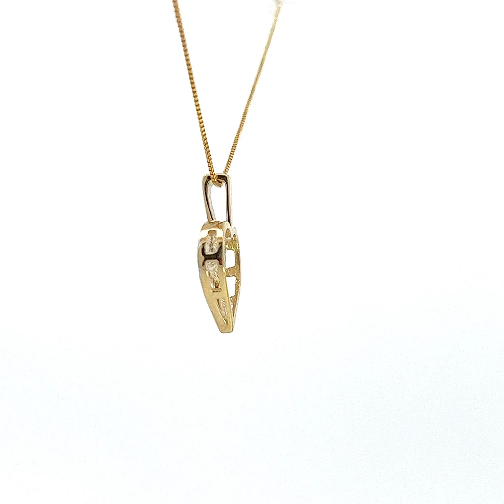 10K Yellow Gold 0.02 cttw Diamond "Mom" Heart Pendant, 18"