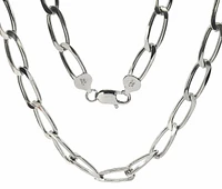 925 Sterling Silver 7.75mm Platinum Plated Six Sided Diamond Cut Paper Clip Chain - 22 Inches