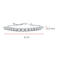 Sterling Silver & Cubic Zirconia  Adjustable Bracelet - inches / plated