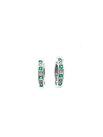 10K White Gold Emerald and Diamond Earrings
