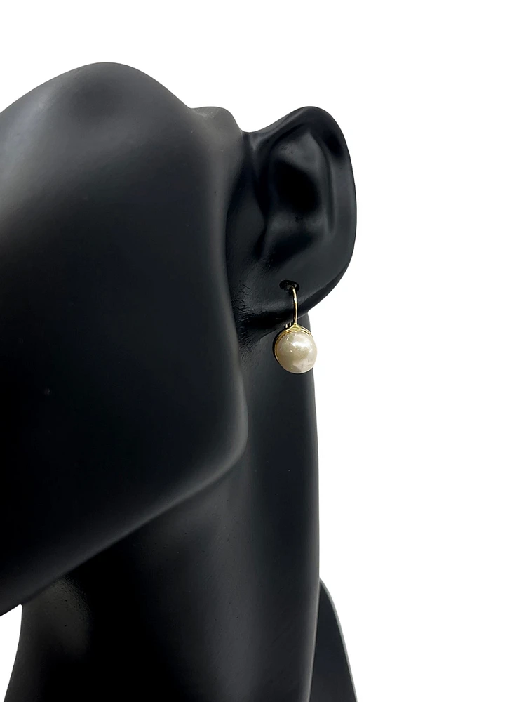 14K Gold Cultured Pearl Earrings with Lever Backs