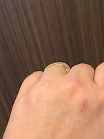 10K Yellow Gold Genuine Emerald & 0.13cttw Diamond Ring / Band, size 6.5