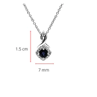 10K White Gold Blue Sapphire and Diamond Pendant