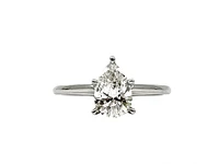 14K Gold 1.00cttw Lab Grown Diamond Pear Shape Solitaire Engagement Ring - /