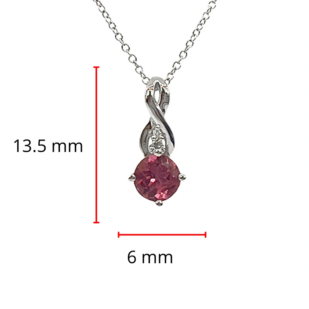 10K White Gold 0.45cttw Pink Tourmaline and 0.01cttw Diamond Pendant, 18"