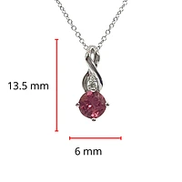 10K White Gold 0.45cttw Pink Tourmaline and 0.01cttw Diamond Pendant, 18"