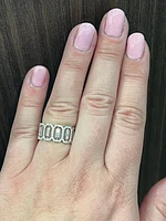 14K White Gold 0.39cttw Diamond Round and Baguette Cut Ring