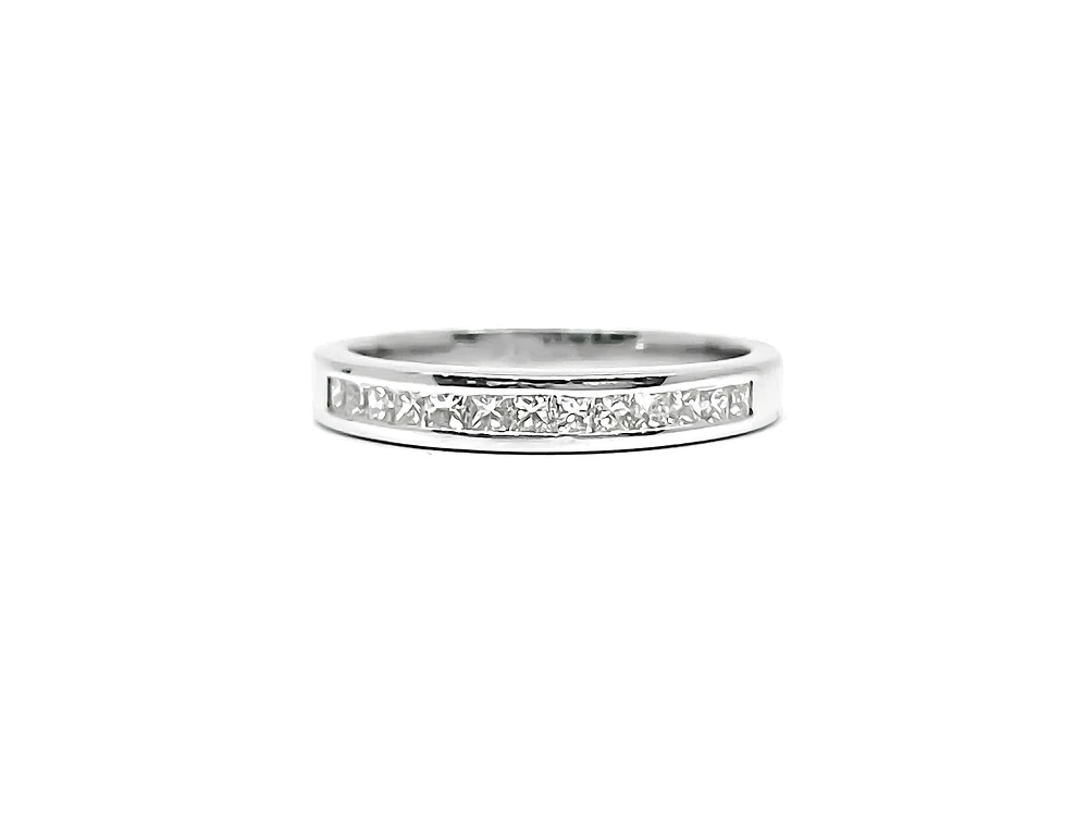 14K White Gold 0.40ctts Princess Cut Diamond Wedding Band