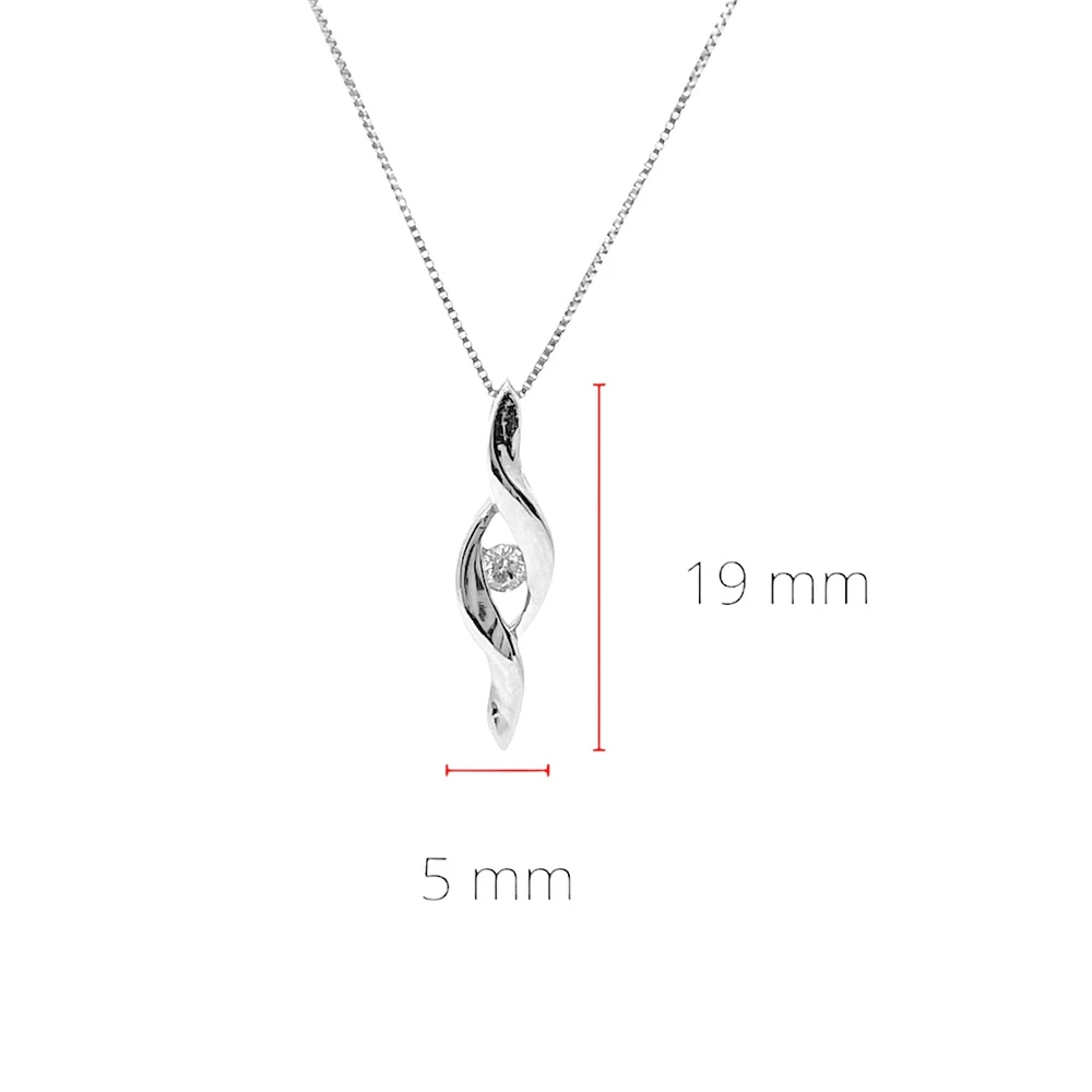 10K White Gold 0.05cttw Canadian Diamond Pendant, 18"