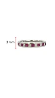10K White Gold 0.40cttw Princess Cut Ruby and 0.28cttw Diamond Channel Set Ring - Size 7