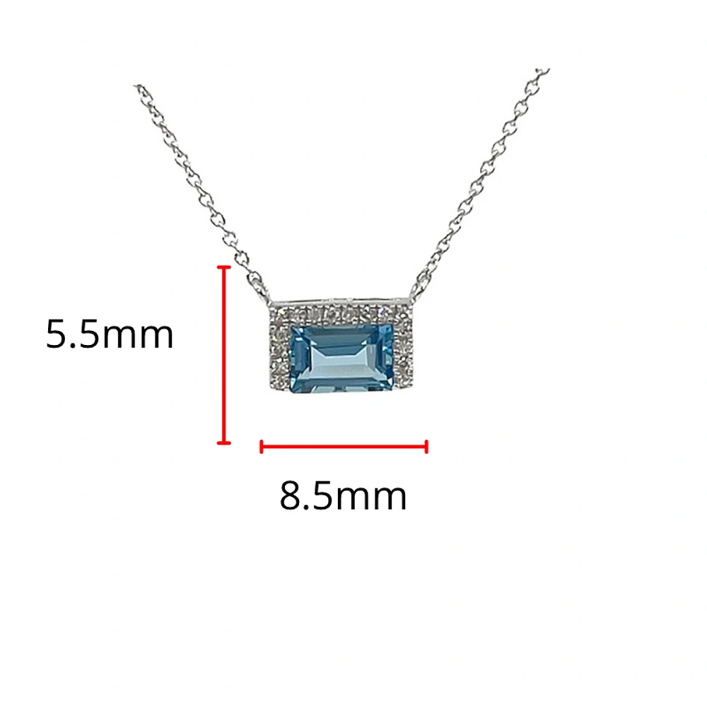 14K White Gold 0.62cttw Blue Topaz and 0.04cttw Diamond Necklace - 18 Inches