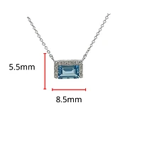 14K White Gold 0.62cttw Blue Topaz and 0.04cttw Diamond Necklace - 18 Inches
