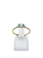 10K Yellow Gold 0.40cttw Genuine Oval Cut Aquamarine & 0.02cttw Diamond Ring, size 6.5