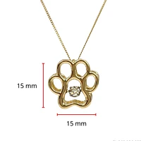 10K White, Yellow or Rose Gold Paw Print Diamond Necklace