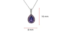 10K White Gold Amethyst, Pink Sapphire & Diamond Pendant, 18"