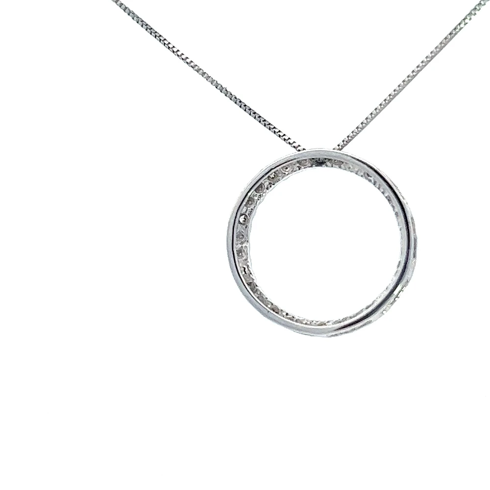 10K White Gold 0.05cttw Diamond Eternity Pendant - 18"