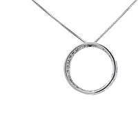 10K White Gold 0.05cttw Diamond Eternity Pendant - 18"