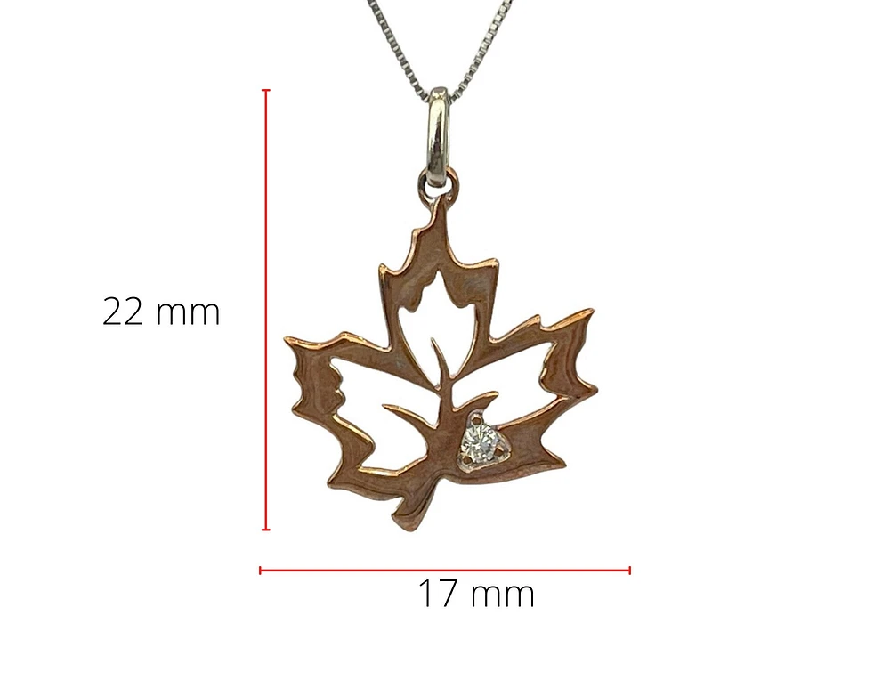 10K Rose Gold 0.02cttw Canadian Diamond Pendant, 18"