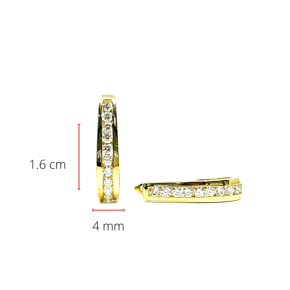 10K Yellow Gold 0.33cttw Diamond Hoop Huggie Hinged Earrings