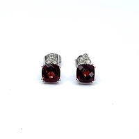 10K White Gold Garnet and Diamond Earrings