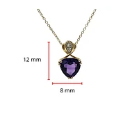 10K Yellow Gold Amethyst & Diamond Necklace, 18"