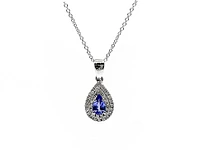10K White Gold Tanzanite & Diamond Pendant