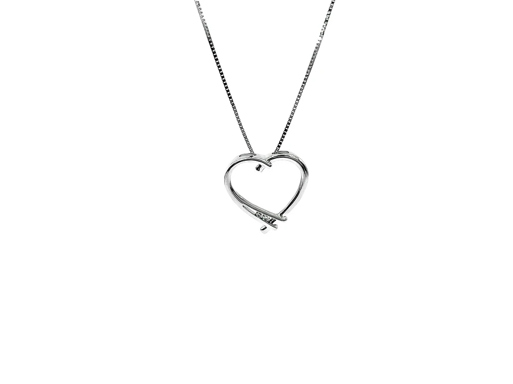 10K White Gold 0.017cttw Round Cut Diamond Pendant