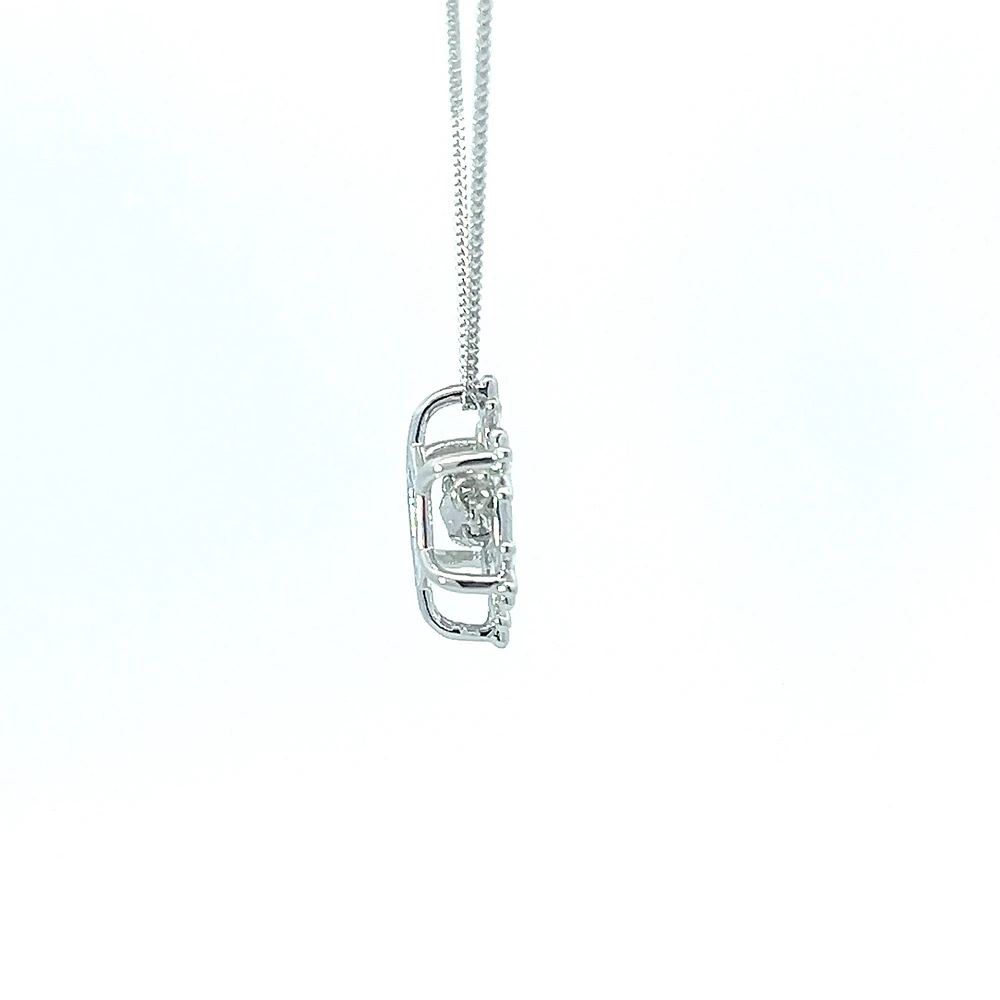 10K White Gold 0.02 cttw Canadian Diamond Snowflake Pulse Pendant, 18"