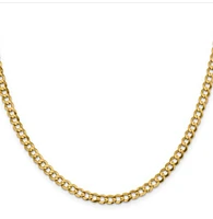 14K Yellow Gold Lightweight Flat Cuban Curb Chain