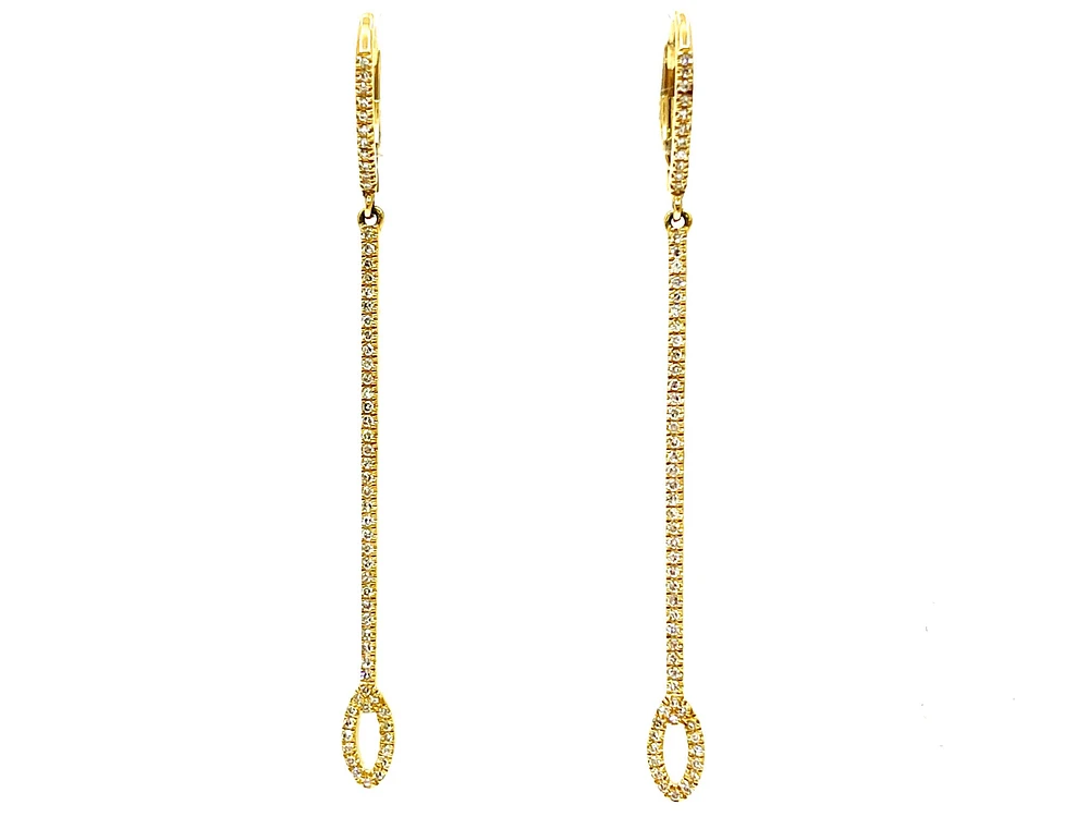14K Yellow Gold 0.31cttw Diamond Drop Earrings - 57mm