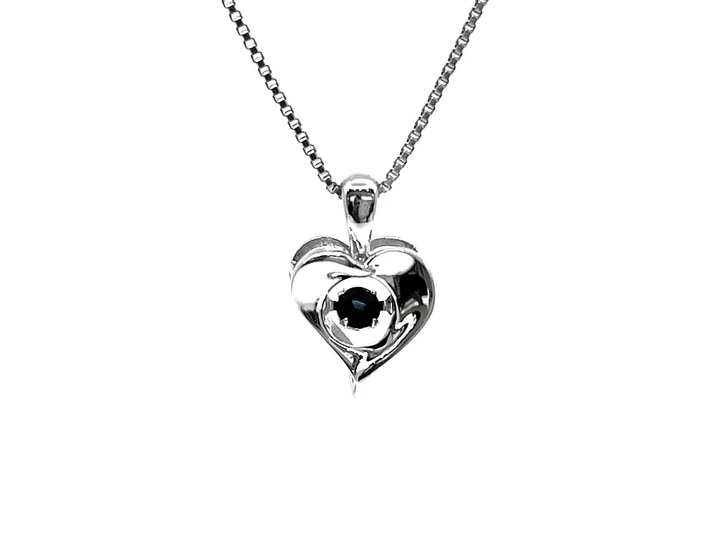 Sterling Silver Sapphire 0.10cttw Pendant,18"