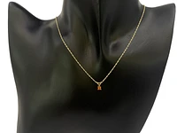 10K and 14K Yellow Gold Princess Cut Orange Sapphire Pendant, 18"