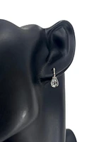 10K White Gold 0.70cttw Genuine Aquamarine Pear Cut & 0.03cttw Diamond Stud / Dangle / Drop Earrings