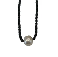 18K White Gold Faceted Sapphire Bead and South Sea Pearl Strand - 18"